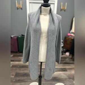 NWOT J Jill Cardigan Sweater Women Small Gray Open Wool Ribbed Pockets Oversize